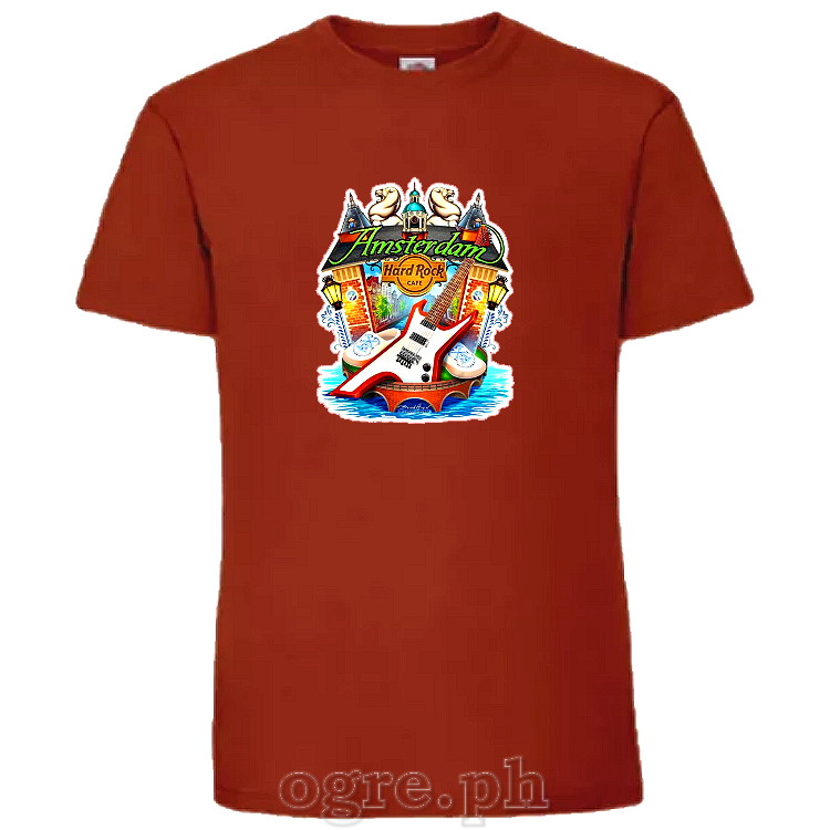 HRC-AMST Hard Rock Cafe Artwork on Soft Premium 100% Cotton Tee ~ Amsterdam