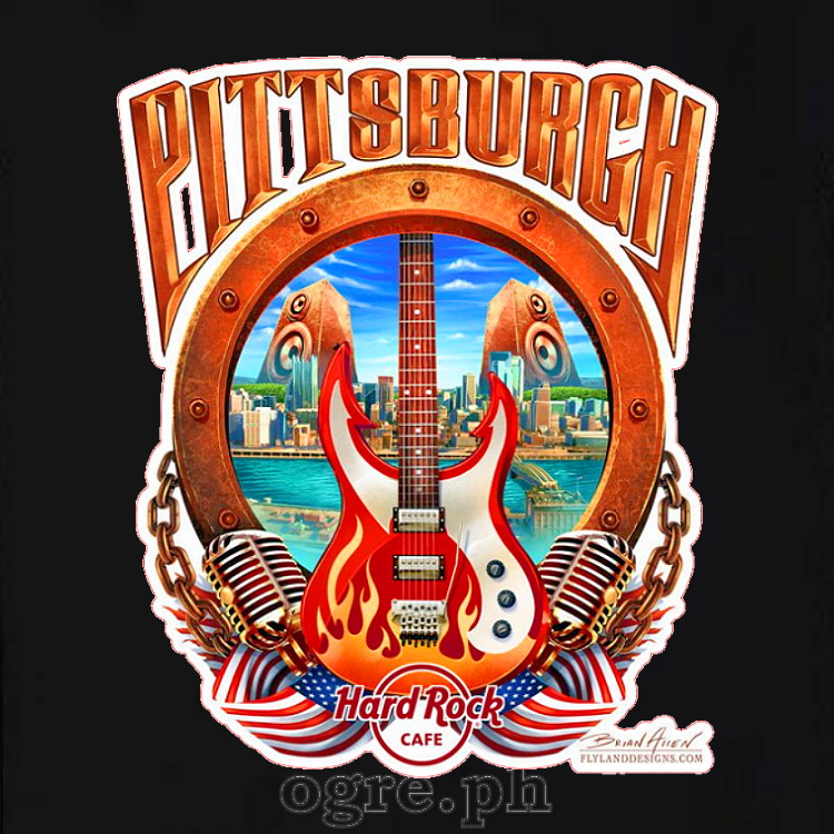 HRC-PITTS Hard Rock Cafe Artwork on Soft Premium 100% Cotton Tee ~ Pittsburgh