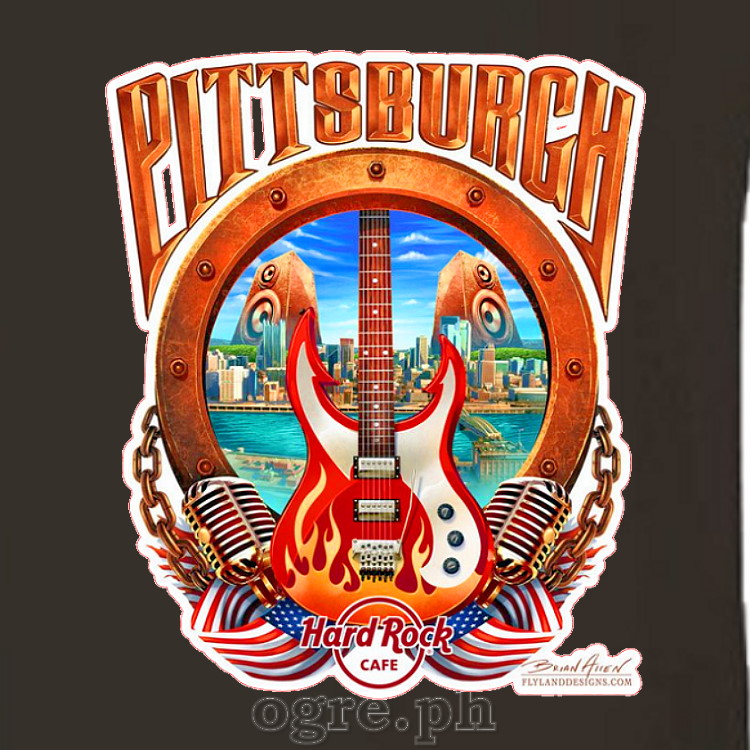 HRC-PITTS Hard Rock Cafe Artwork on Soft Premium 100% Cotton Tee ~ Pittsburgh