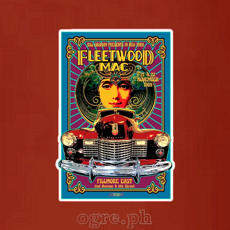 VCP-FLM1 Vintage Concert Poster Art on Soft Premium 100% Cotton Tee ~ Fleetwood Mac Fillmore East
