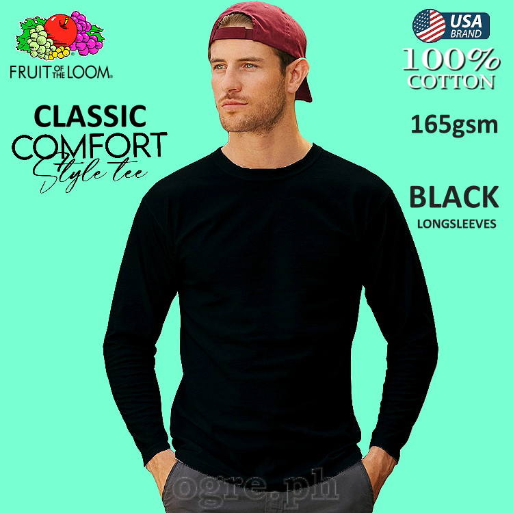 CLS-165B Black Classic Comfort Style Long Sleeves Tee 165gsm 100% Cotton