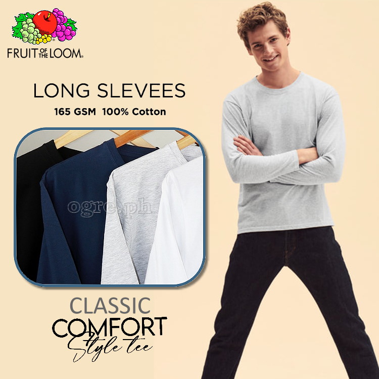 CLS-165H Heather Gray Classic Comfort Style Long Sleeves Tee 165gsm 100% Cotton