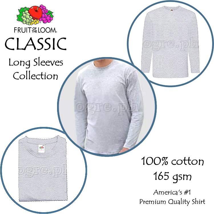 CLS-165H Heather Gray Classic Comfort Style Long Sleeves Tee 165gsm 100% Cotton