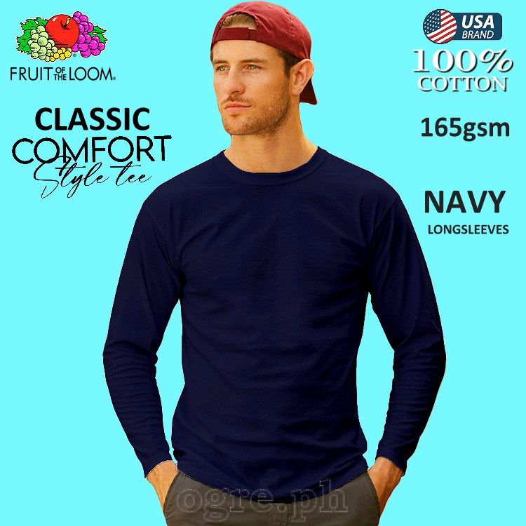 CLS-165N Navy Blue Classic Comfort Style Long Sleeves Tee 165gsm 100% Cotton