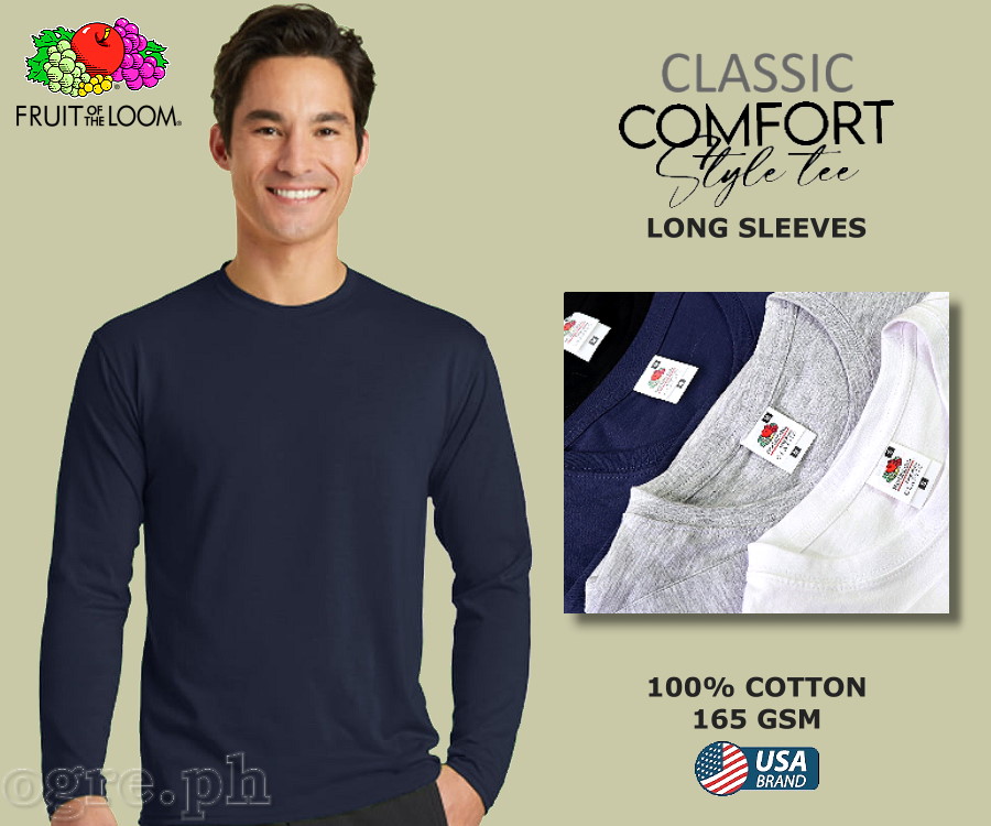 CLS-165N Navy Blue Classic Comfort Style Long Sleeves Tee 165gsm 100% Cotton