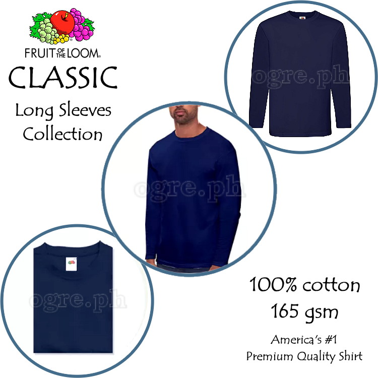 CLS-165N Navy Blue Classic Comfort Style Long Sleeves Tee 165gsm 100% Cotton