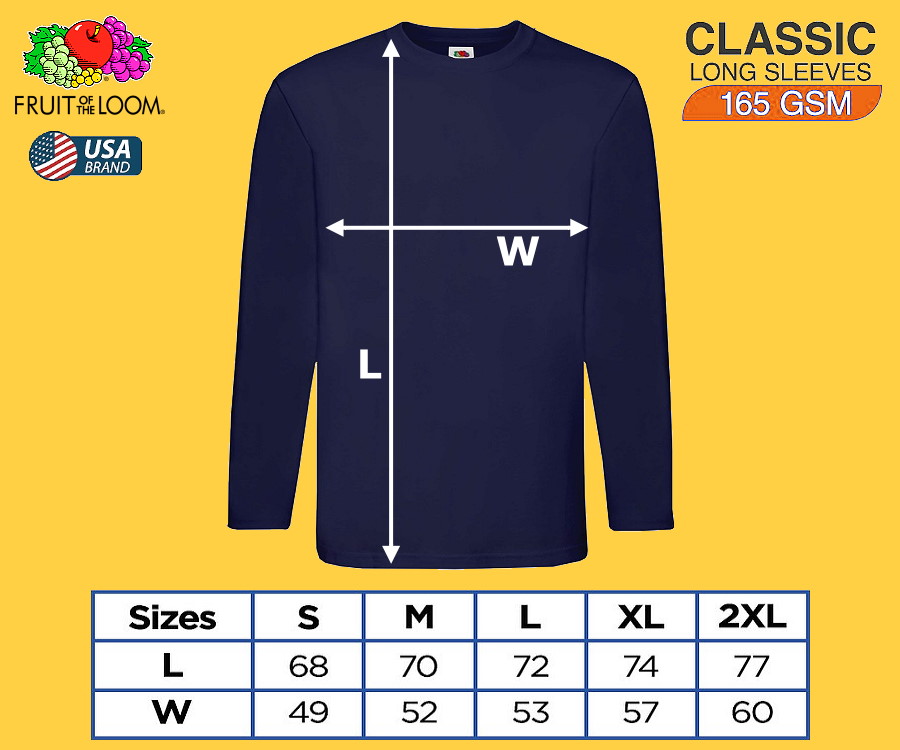 CLS-165N Navy Blue Classic Comfort Style Long Sleeves Tee 165gsm 100% Cotton