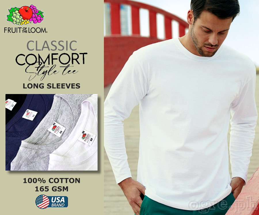 CLS-165W White Classic Comfort Style Long Sleeves Tee 165gsm 100% Cotton