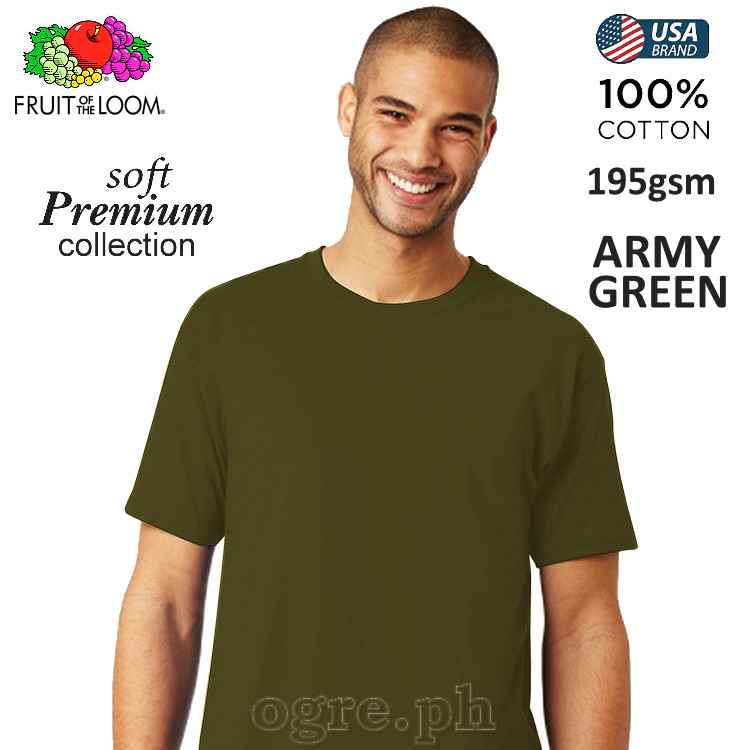 SP-195A Army Green Soft Premium Round Neck Tee 195gsm 100% Cotton