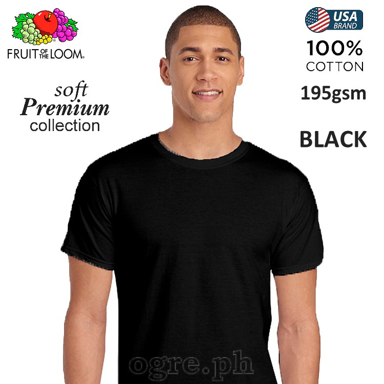 SP-195B Black Soft Premium Round Neck Tee 195gsm 100% Cotton