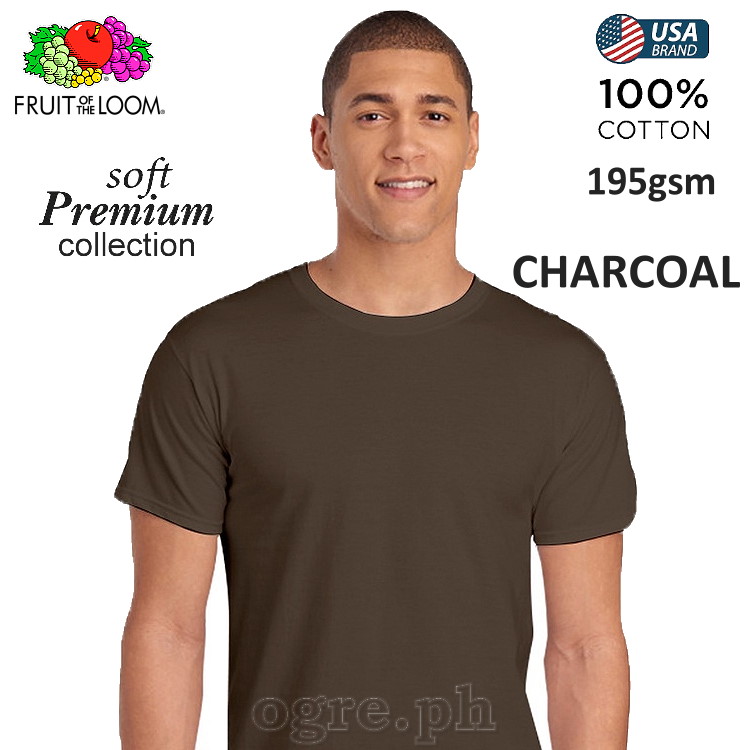 SP-195C Charcoal Soft Premium Round Neck Tee 195gsm 100% Cotton