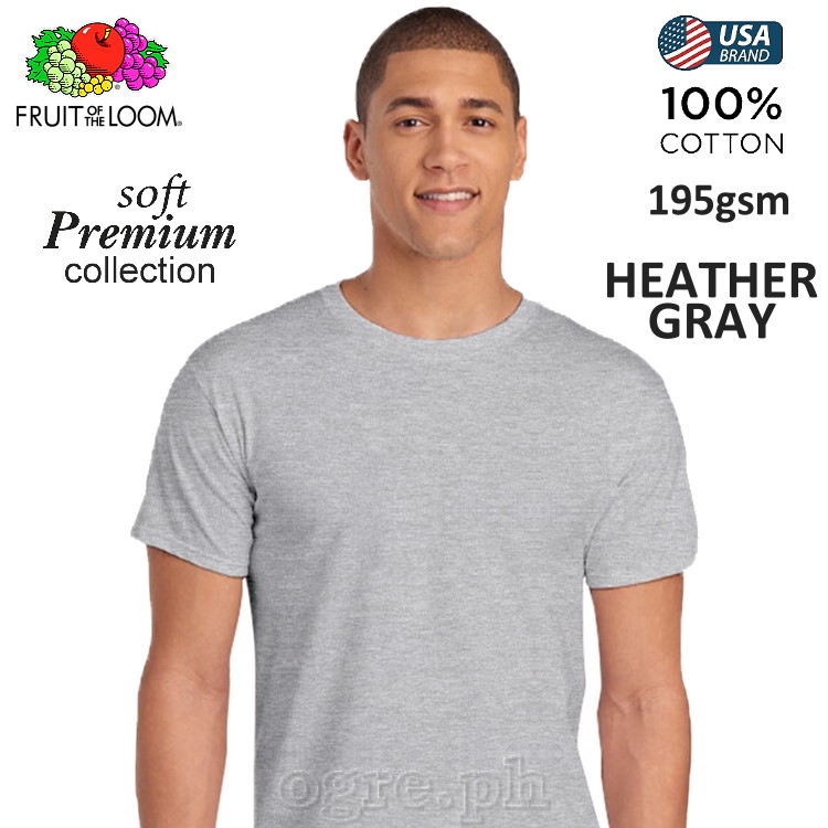 SP-195H Heather Gray Soft Premium Round Neck Tee 195gsm 100% Cotton