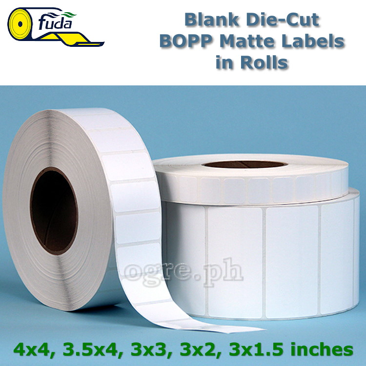 BLR-MWR Blank BOPP Die-Cut Labels in Rolls ~ Matte White (Various Sizes)