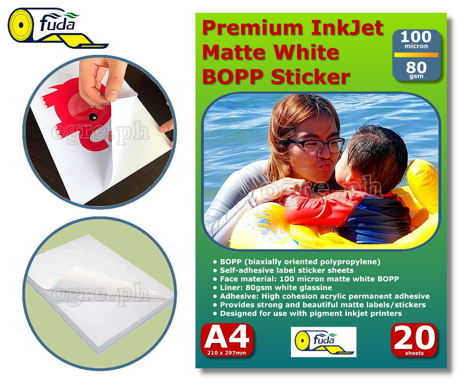 BLS-MA3-A4 BOPP Matte White Label Sticker Sheets A3 / A4 20 sheets