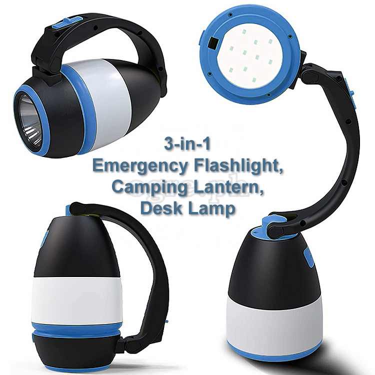 GX-CL033 3-in-1 USB Rechargeable Emergency Flashlight, Camping Lantern, Desk Lamp