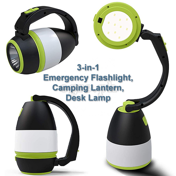 GX-CL033 3-in-1 USB Rechargeable Emergency Flashlight, Camping Lantern, Desk Lamp