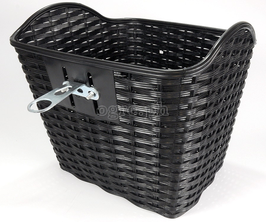 BSK-WL01 Bike Wicker Basket with Full Set Mounting Hardware (Headset Bracket and Front Axle Support Bar)