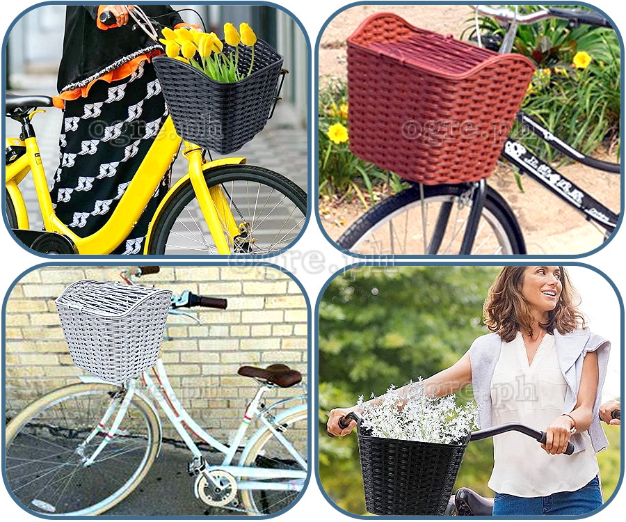 BSK-WL01 Bike Wicker Basket with Full Set Mounting Hardware (Headset Bracket and Front Axle Support Bar)
