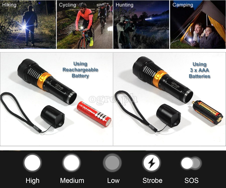 Aluminum Alloy Rechargeable Waterproof Flashlight