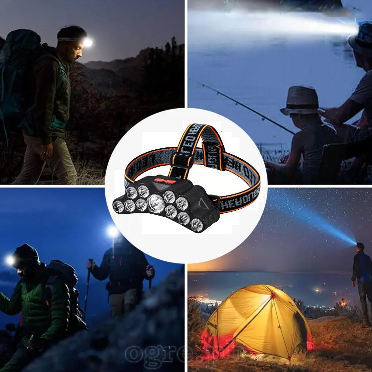 High Power 11-LED Super Bright Rechargeable Headlamp