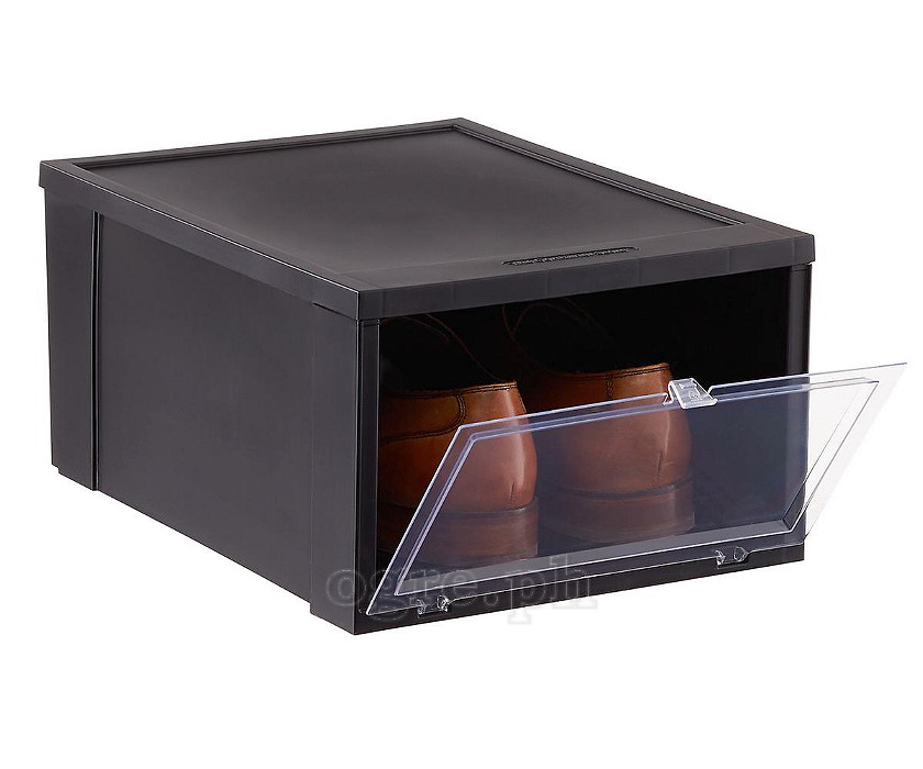 HT-2003-B Premium Quality Drop Front Shoe Box Black Body / Clear Front