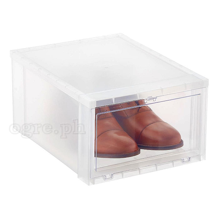 HT-2003-C Premium Quality Drop Front Shoe Box Translucent Body / Clear Front