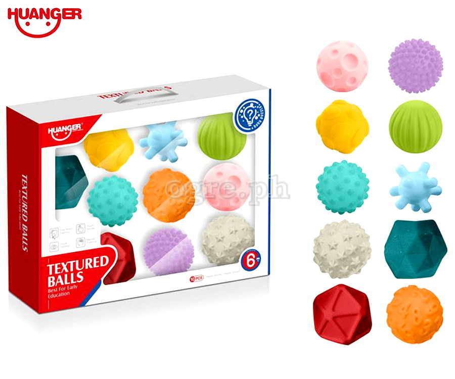 HE0233 Set of 10pcs Soft Rubber Textured Balls