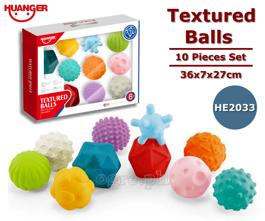 HE0233 Set of 10pcs Soft Rubber Textured Balls