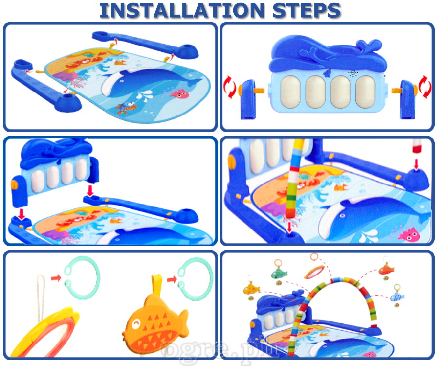 HE0631 Blue Dolphin Piano Fitness Play Mat Set