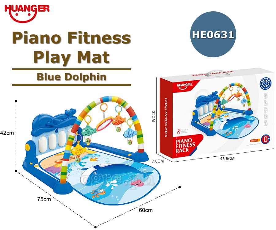 HE0631 Blue Dolphin Piano Fitness Play Mat Set