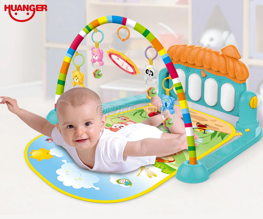 HE0639 Orange Mushroom Piano Fitness Play Mat Set