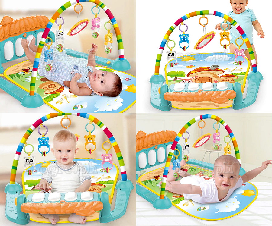 HE0639 Orange Mushroom Piano Fitness Play Mat Set