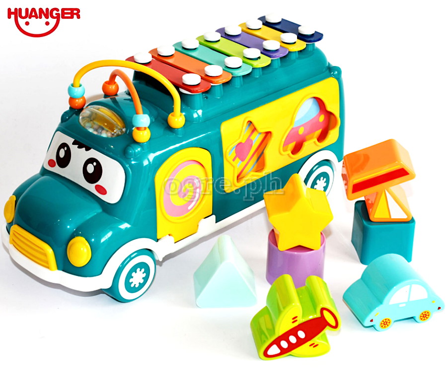 HE8023 Music Bus Xylophone with 7pcs Puzzle Blocks