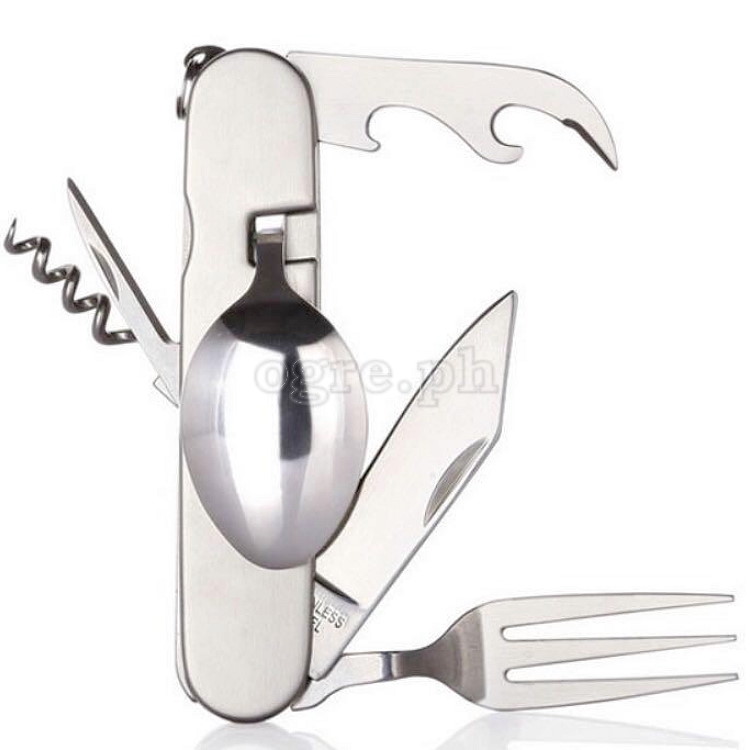 FQ-J04 6-n-1 Multi-Function Stainless Steel Outdoor Cutlery Set