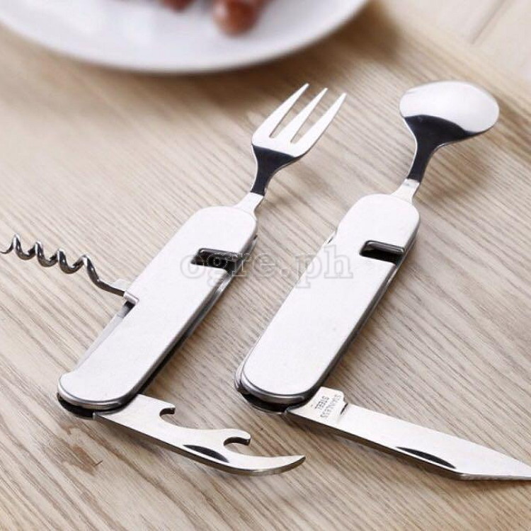 FQ-J04 6-n-1 Multi-Function Stainless Steel Outdoor Cutlery Set