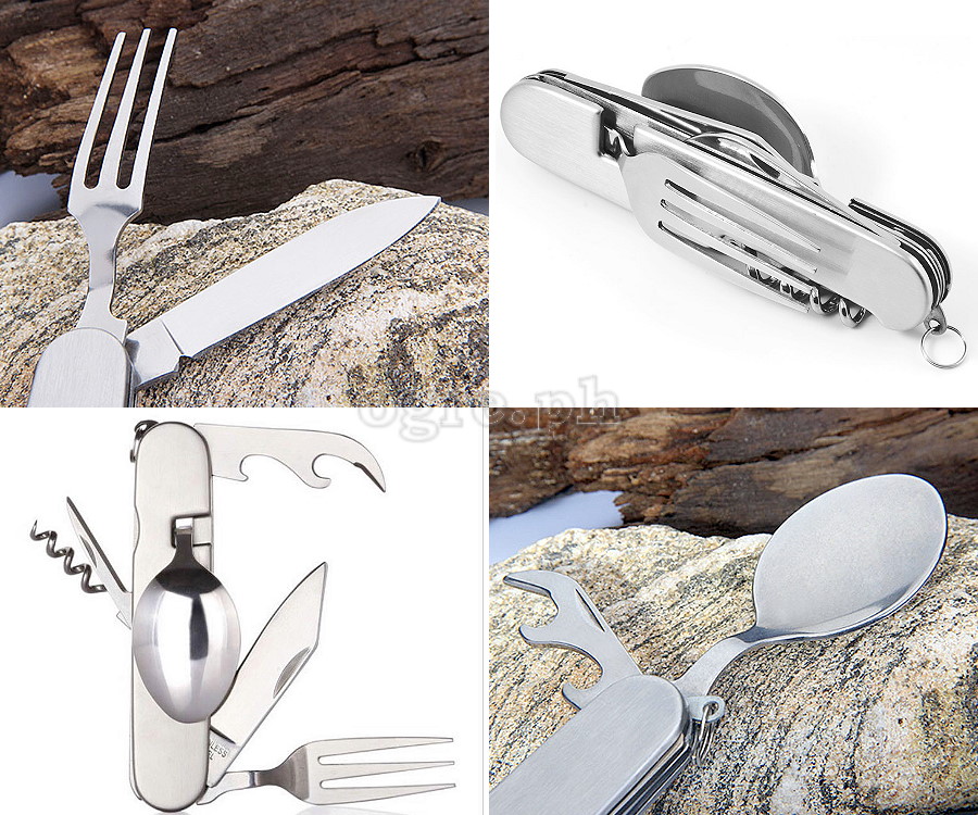 FQ-J04 6-n-1 Multi-Function Stainless Steel Outdoor Cutlery Set