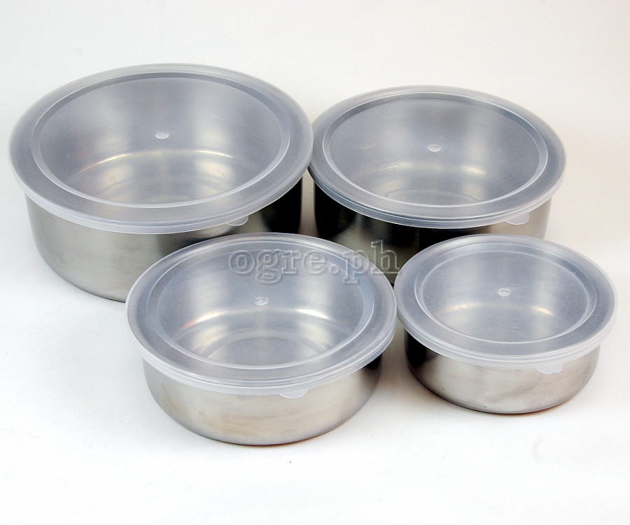 MMXQ-064 4pcs Stainless Steel Container Set with Plastic Lids