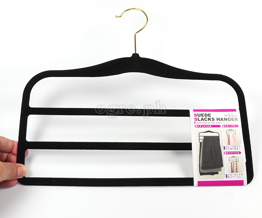 12010392 3-Tier Suede Slacks Hanger