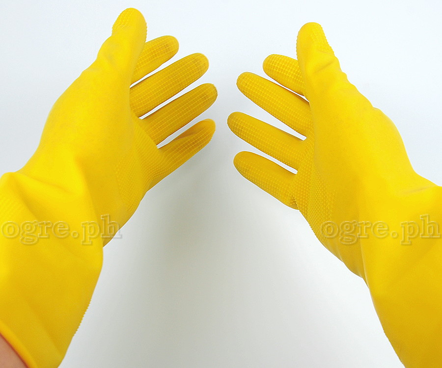 19695 Reusable Yellow Latex Utility Gloves ~ Large
