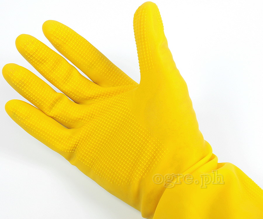 19695 Reusable Yellow Latex Utility Gloves ~ Large