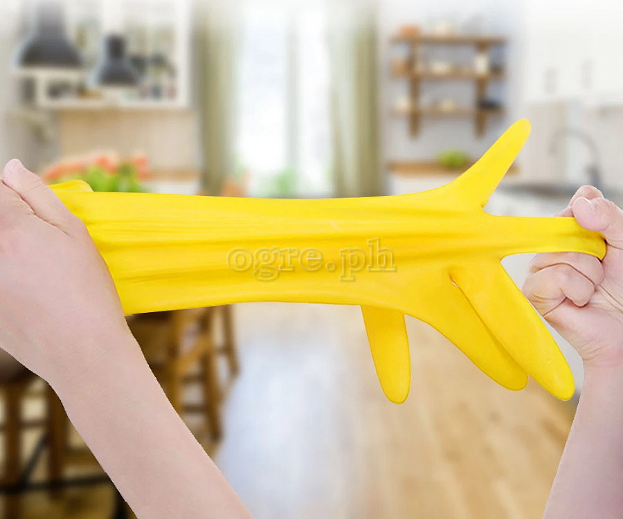 19695 Reusable Yellow Latex Utility Gloves ~ Large