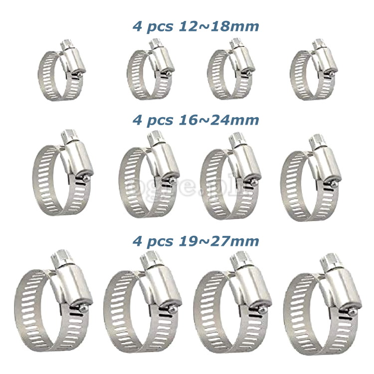 HB0003 12-pack Hose Clamp Set 18~27mm