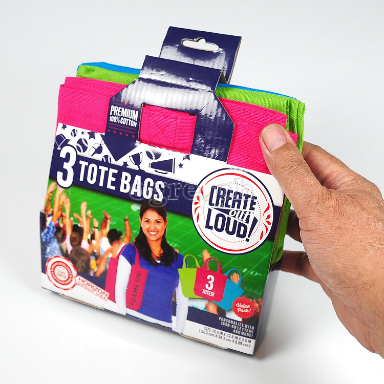 K3D Tote Bags 34.3cm (13.5”) 3-Pack (Horizon Group)