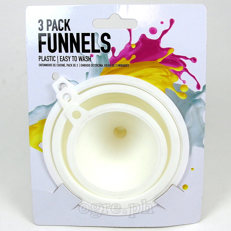 KA0144 3 pack White Plastic Funnels Set