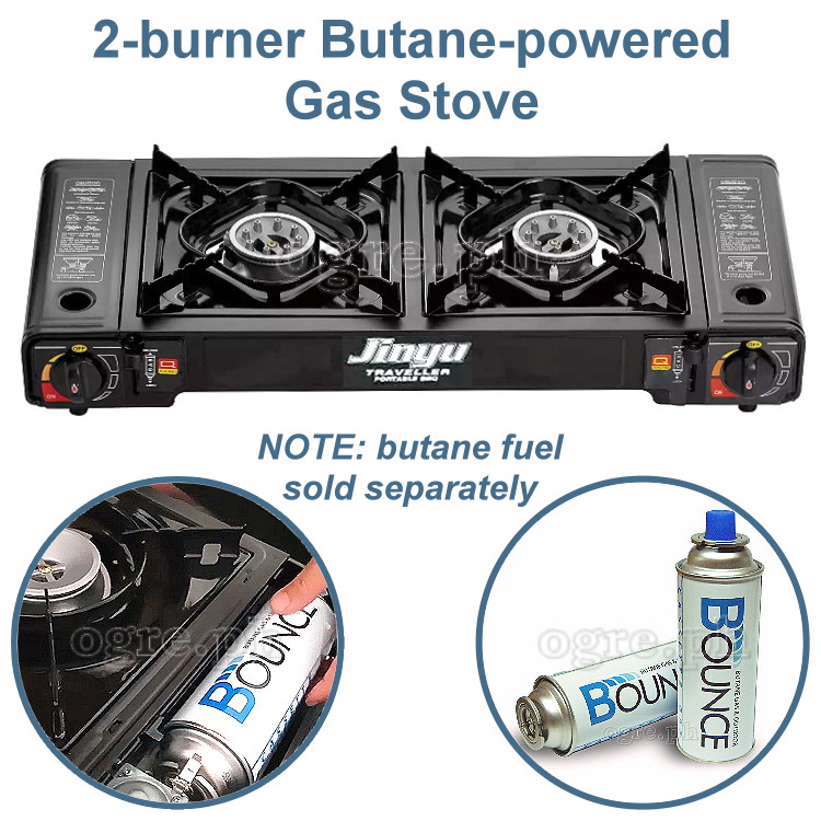 BDZ-155 Portable 2-Burner Butane Gas Stove with Free Storage Bag