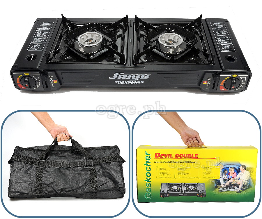 BDZ-155 Portable 2-Burner Butane Gas Stove with Free Storage Bag