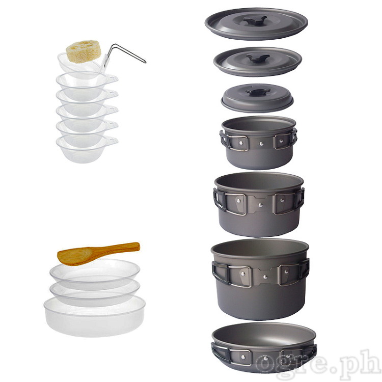 15P500 7-pcs Outdoor Cookware Set with 12-pcs Kitchen Utensils