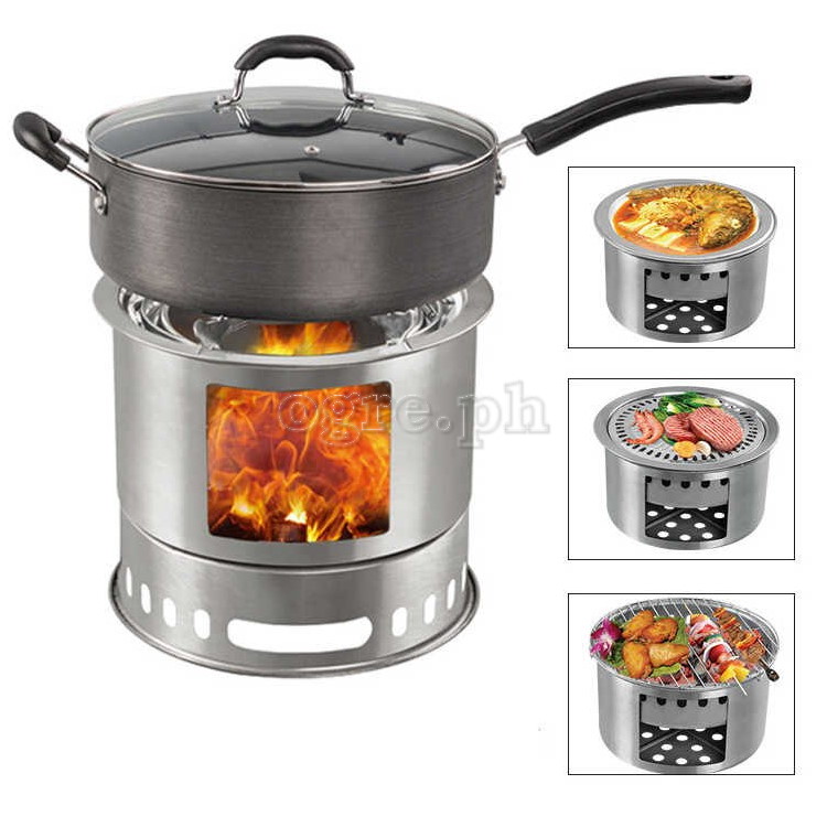 15SK 4-in-1 Wood Burning Carbon Steel Stove/Grill/Hot Plate Set