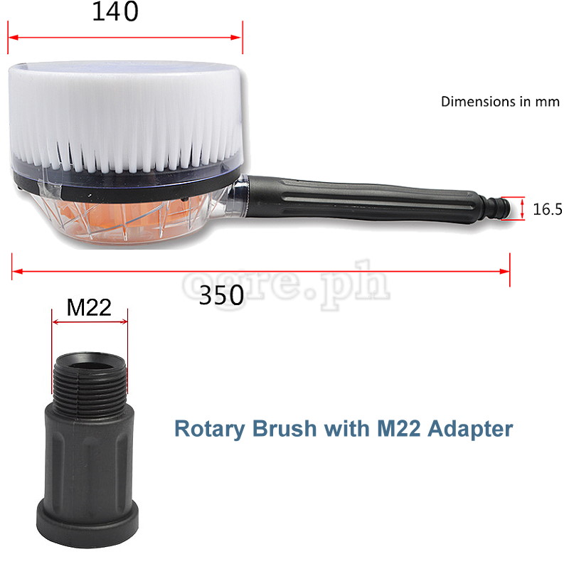 PWB-01M22 Rotary Cleaning Brush Attachment for Wash Guns with M22 Threaded Outlet