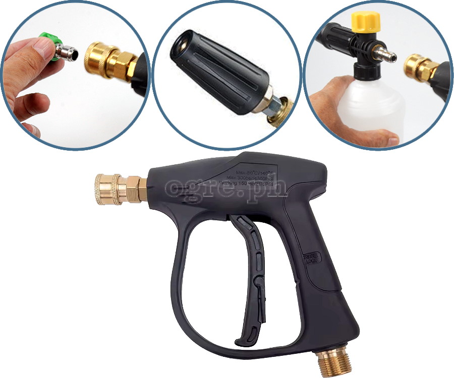 PWG-05 2175psi Pressure Washer Gun with M22-14mm Male Inlet and 1/4” Female Quick Coupler Socket